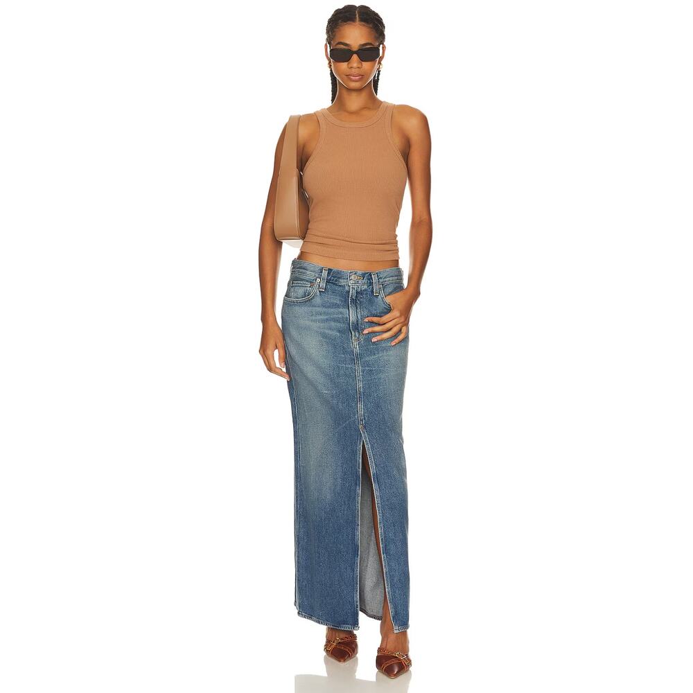 AGOLDE Leif Low Slung Front Slit Maxi Denim Skirt Women's Size 31